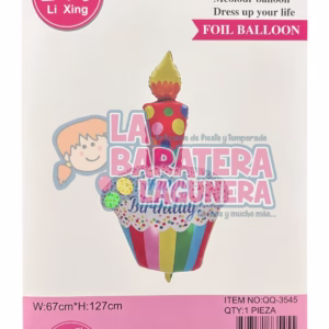 Globo "Happy Birthday" forma de Pastel con vela