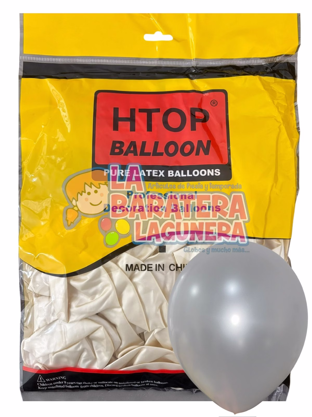 Globo látex UN-UW Blanco metalico 12"