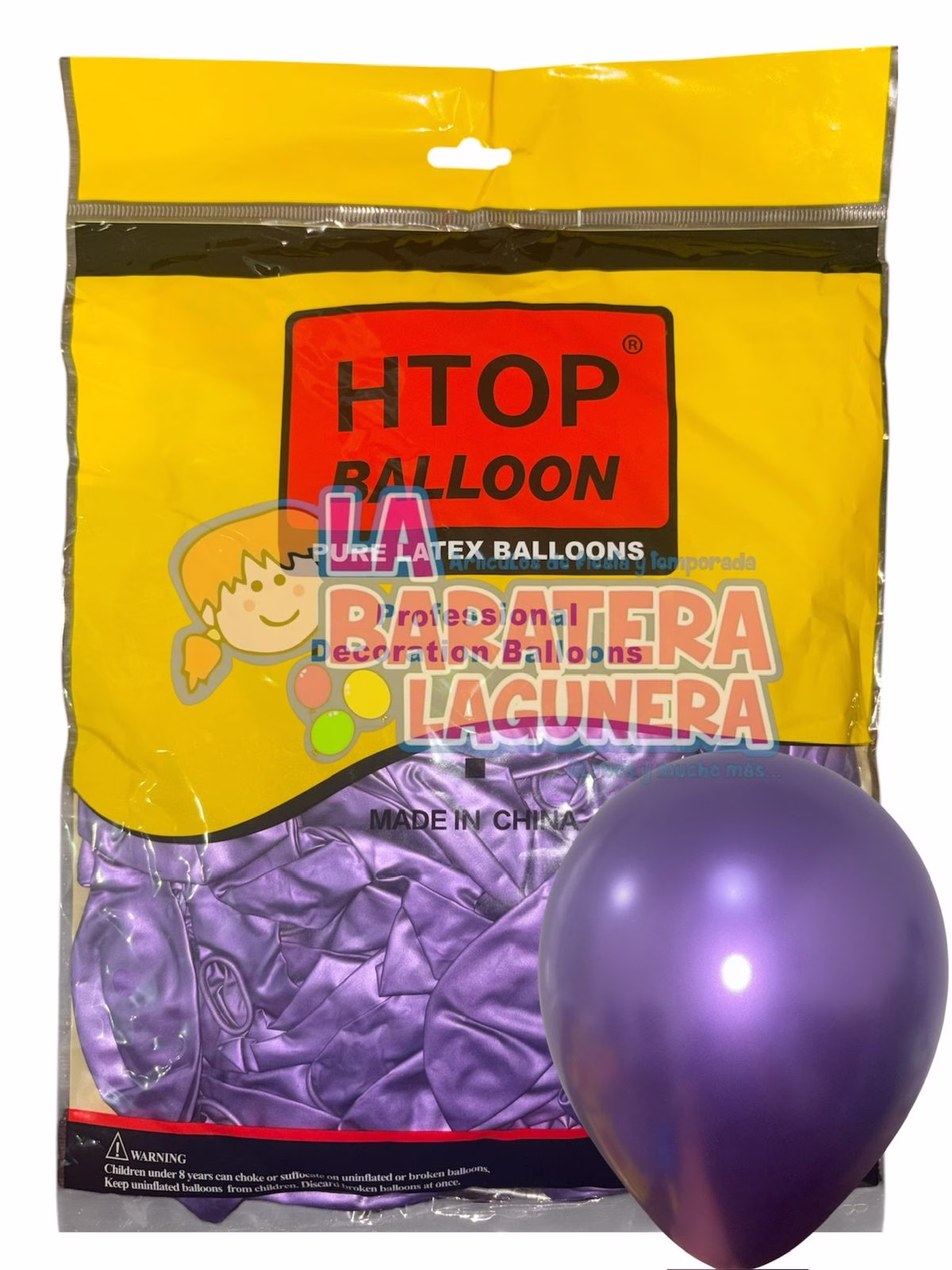 Globo látex UN-UW Morado cromado 12"