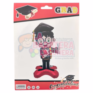Globo de niño de graduación con base