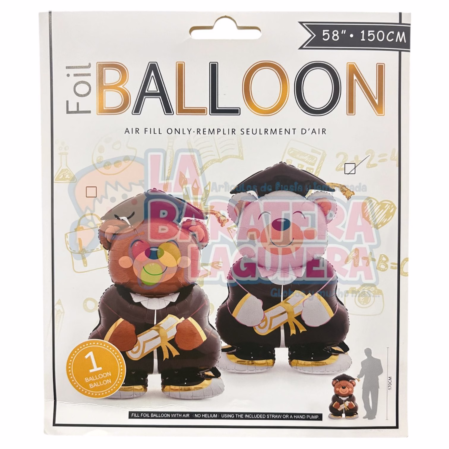 Globo de oso de graduación con base