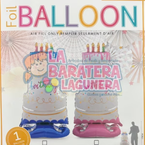 Globo metalico de pastel de cumpleaños con base
