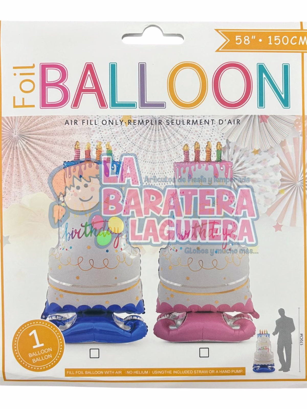 Globo metalico de pastel de cumpleaños con base