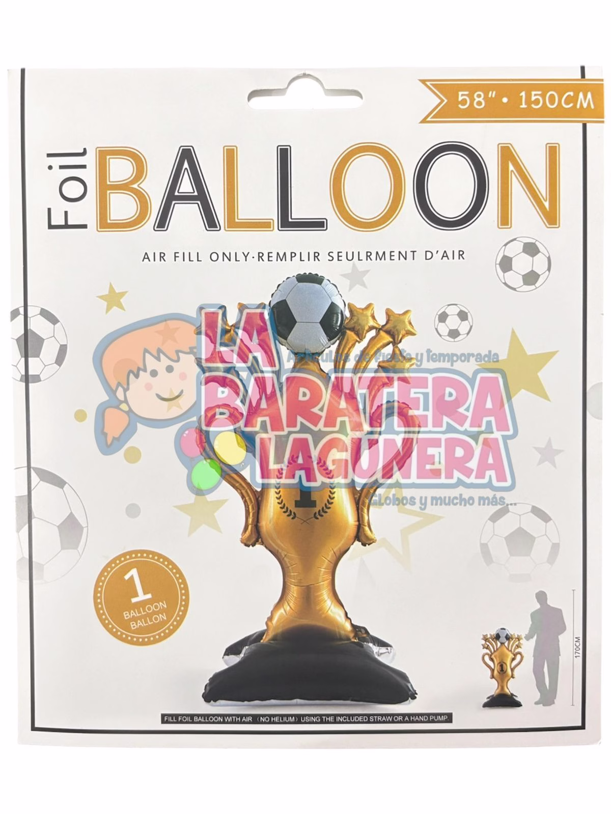 Globo metalico de copa de futbol con base