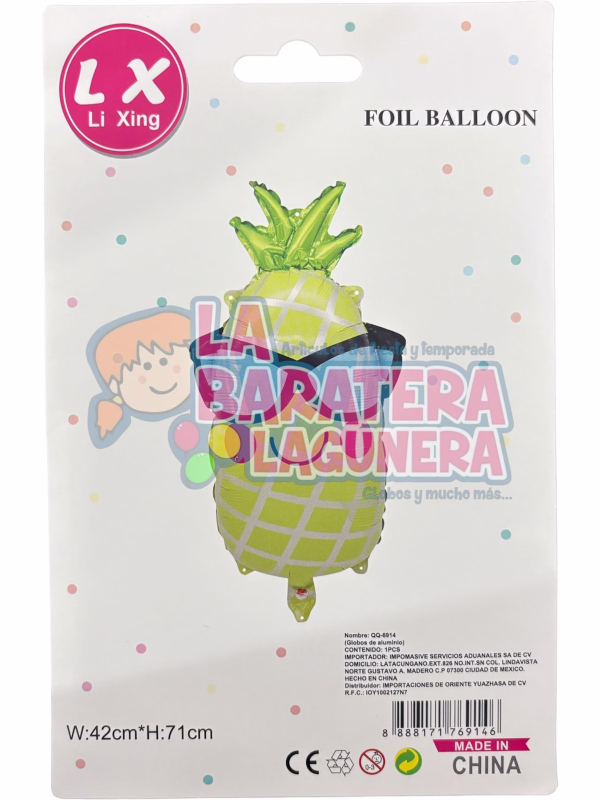 Globo metalico de piña con lentes