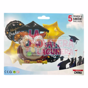 Set de 5 globos búho café de graduación