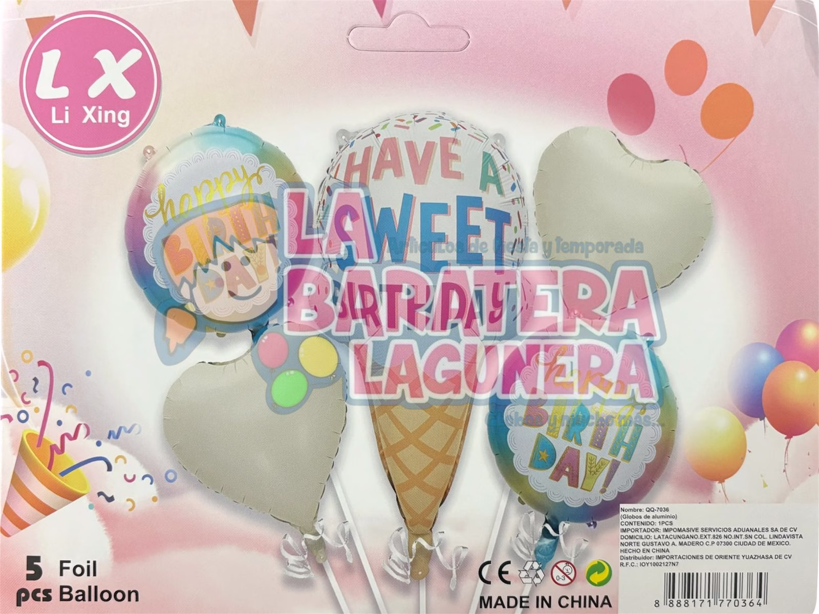 Set de Globos Helado Feliz Cumpleaños