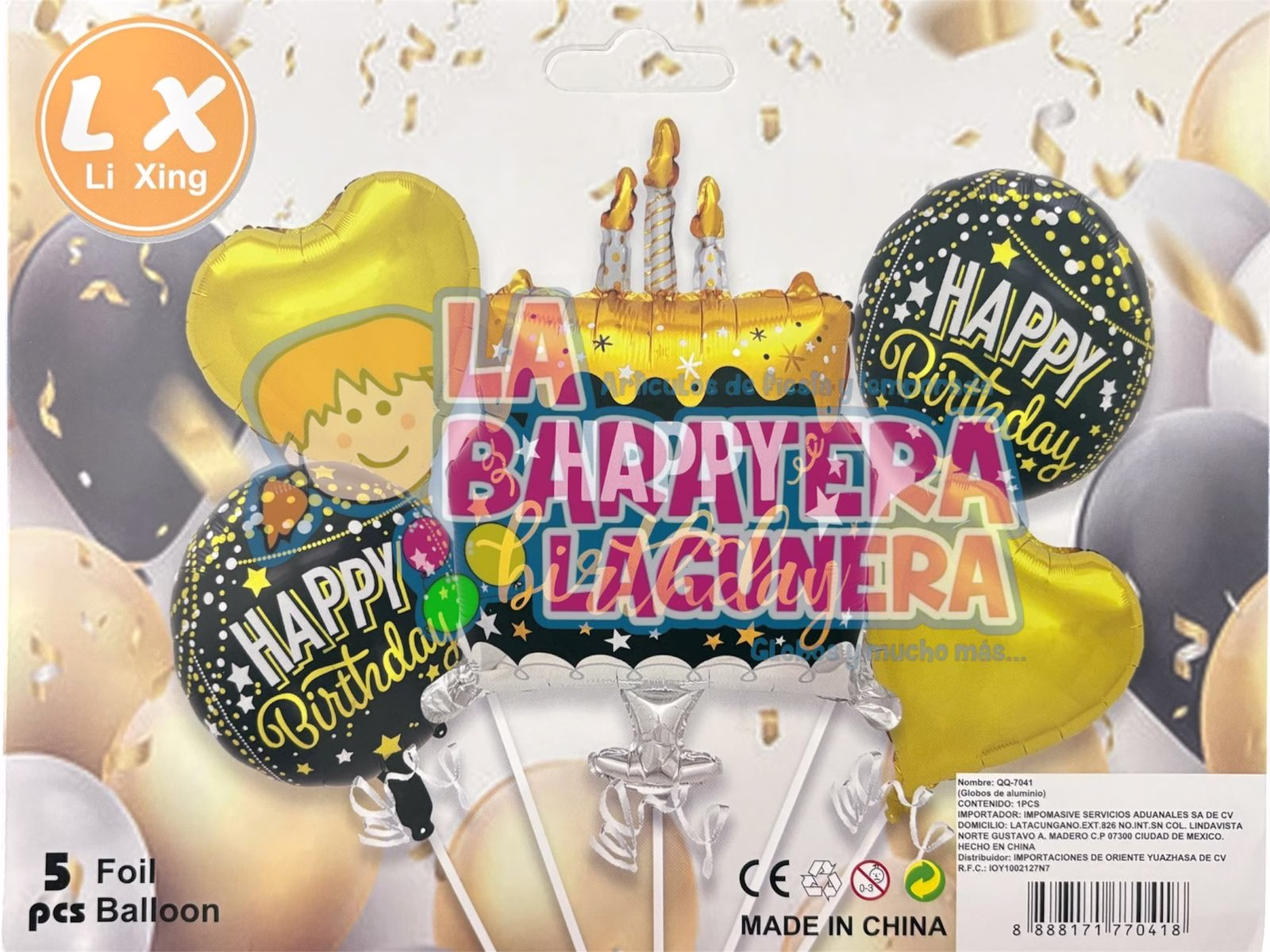 Set de Globos Pastel Dorado Feliz Cumpleaños