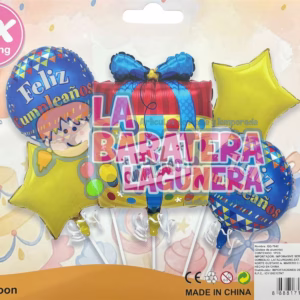 Set de Globos Regalo Amarillo Feliz Cumpleaños