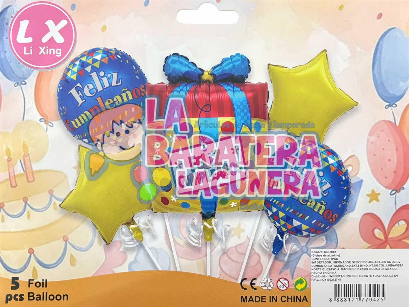 Set de Globos Regalo Amarillo Feliz Cumpleaños