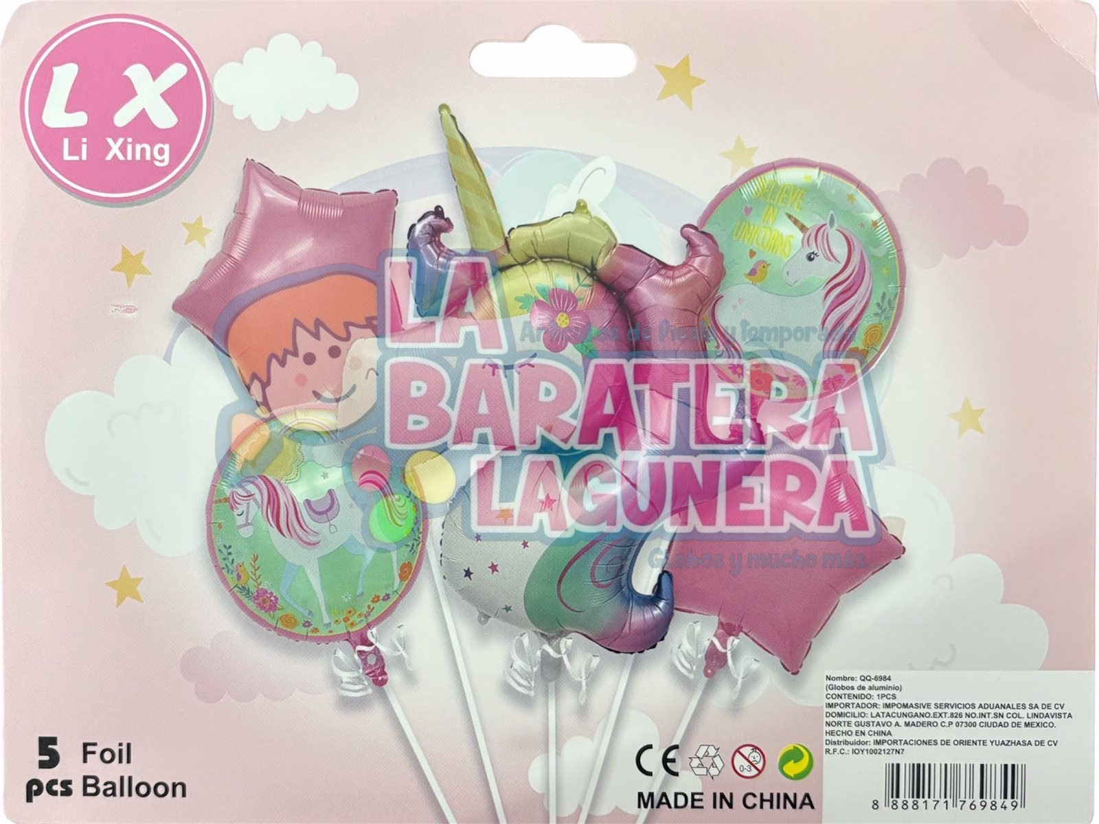 Set de Globos Unicornio Feliz Cumpleaños