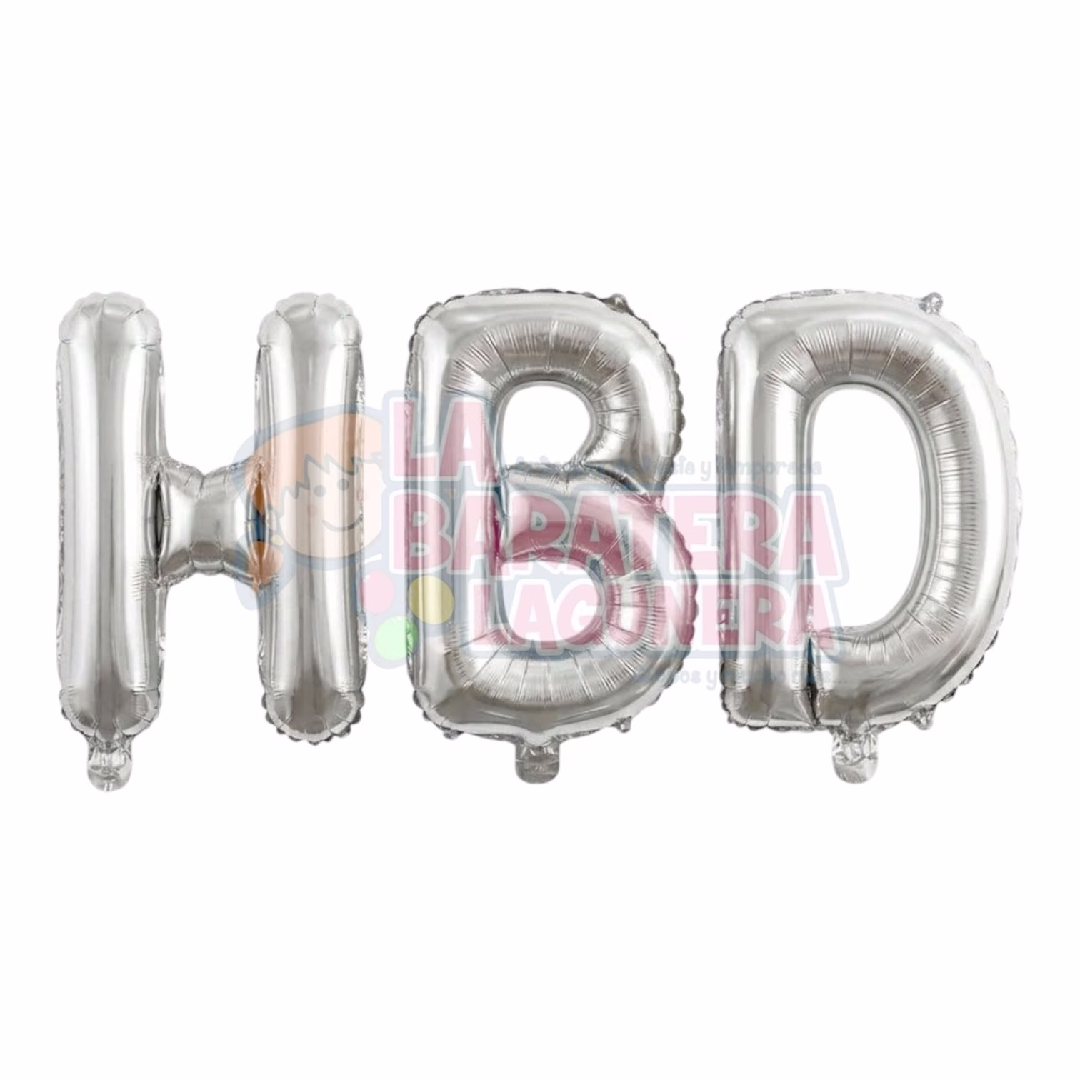 Globo de letras "HBD" plata