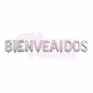 Globo de letras "Bienvenidos" plata
