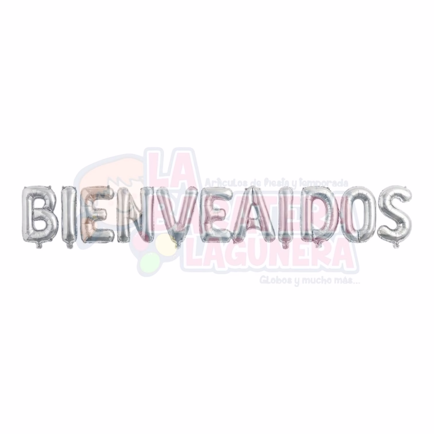 Globo de letras "Bienvenidos" plata
