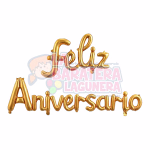 Globo de letras "Feliz aniversario" dorado