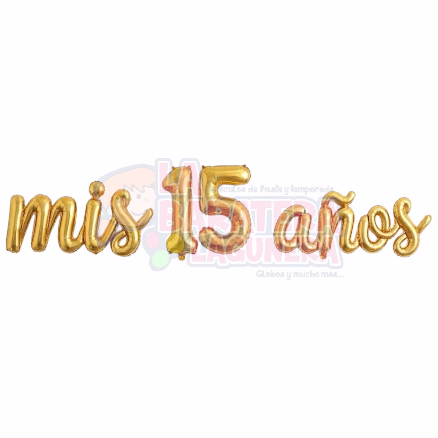 Globo de letras "Mis 15 Años" dorado