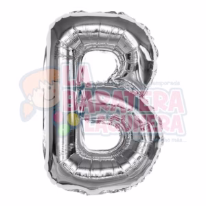 Globo metalico letra "B" plata tamaño 16"