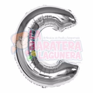 Globo metalico letra "C" plata tamaño 16"