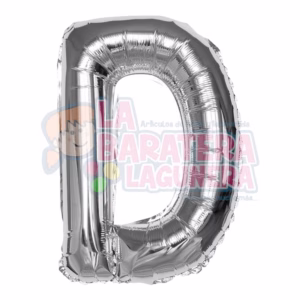Globo metalico letra "D" plata tamaño 16"