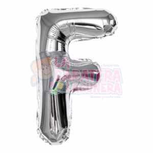 Globo metalico letra "F" plata tamaño 16"