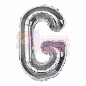 Globo metalico letra "G" plata tamaño 16"