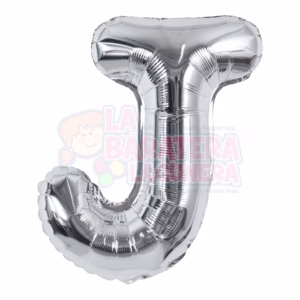 Globo metalico letra "J" plata tamaño 16"