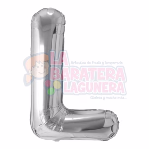 Globo metalico letra "L" plata tamaño 16"