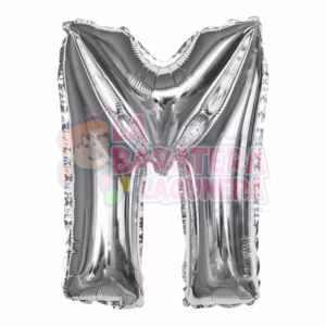 Globo metalico letra "M" plata tamaño 16"