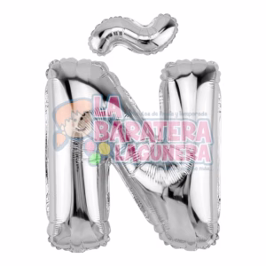 Globo metalico letra "Ñ" plata tamaño 16"
