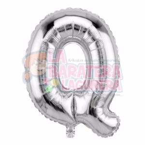 Globo metalico letra "Q" plata tamaño 16"