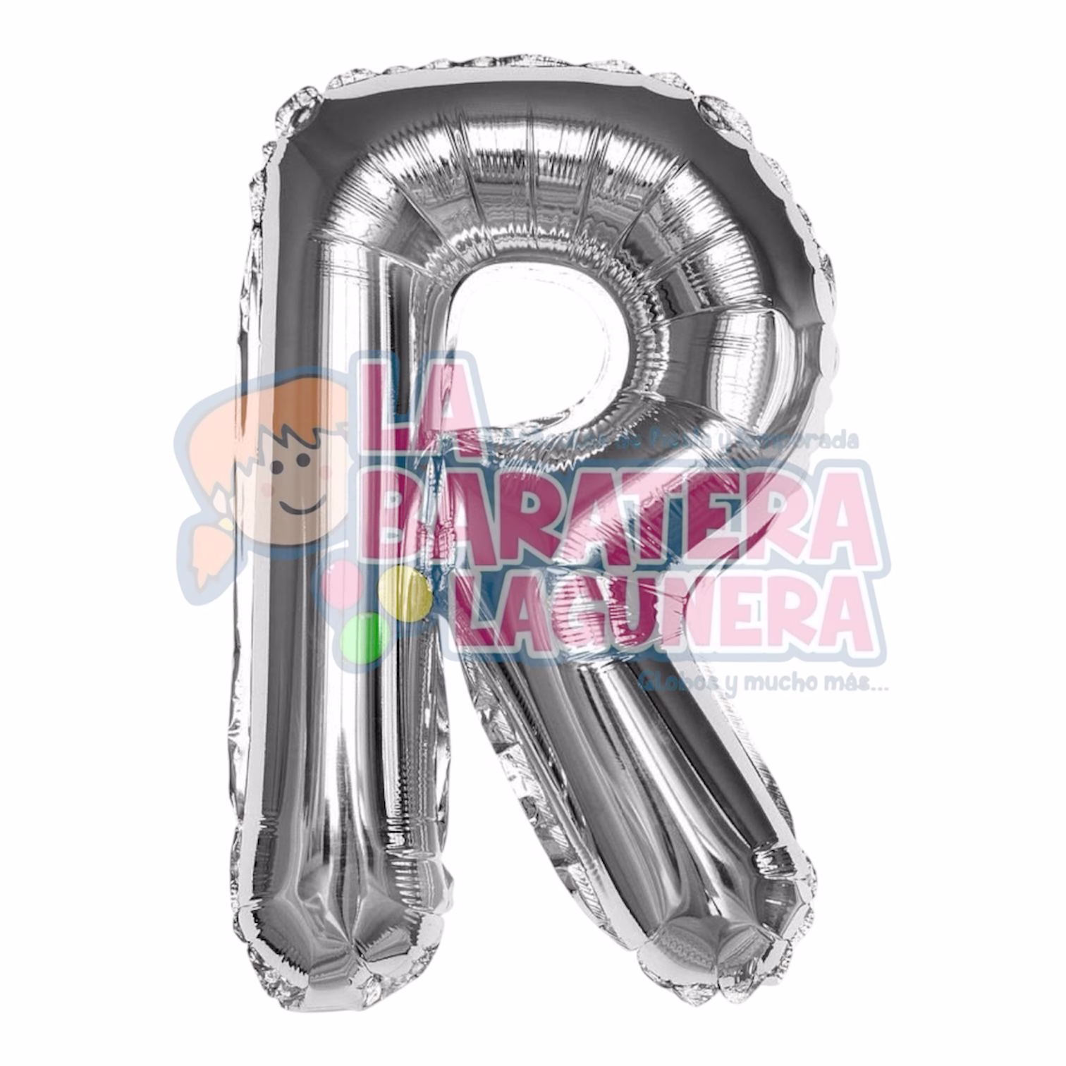 Globo metalico letra "R" plata tamaño 16"