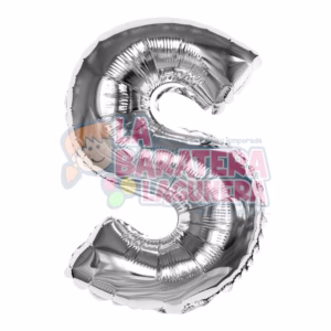 Globo metalico letra "S" plata tamaño 16"