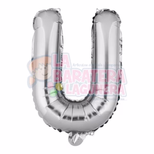 Globo metalico letra "U" plata tamaño 16"