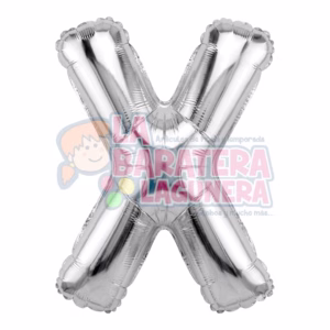 Globo metalico letra "X" plata tamaño 16"