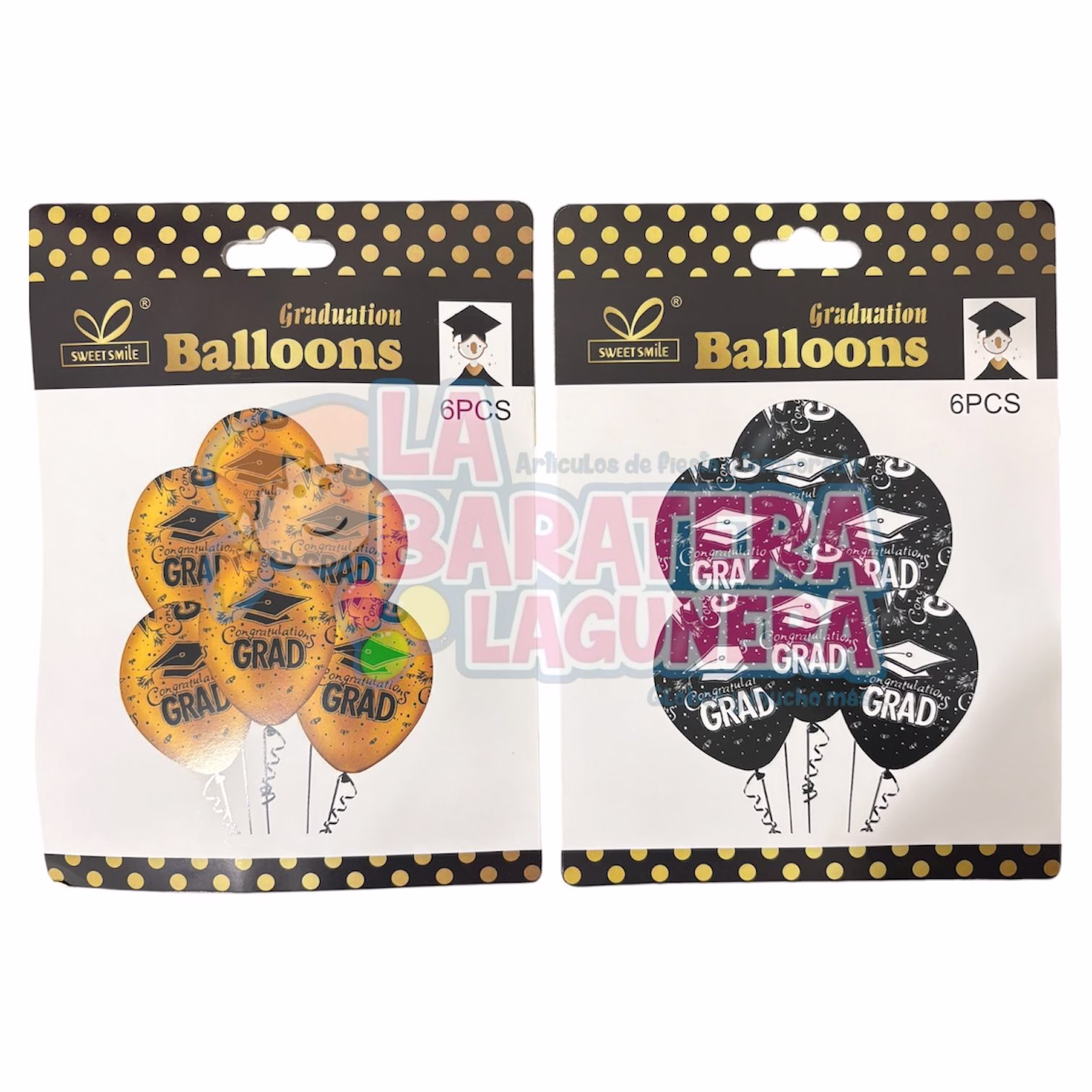 Paquete de globos de látex de graduación con 6 piezas