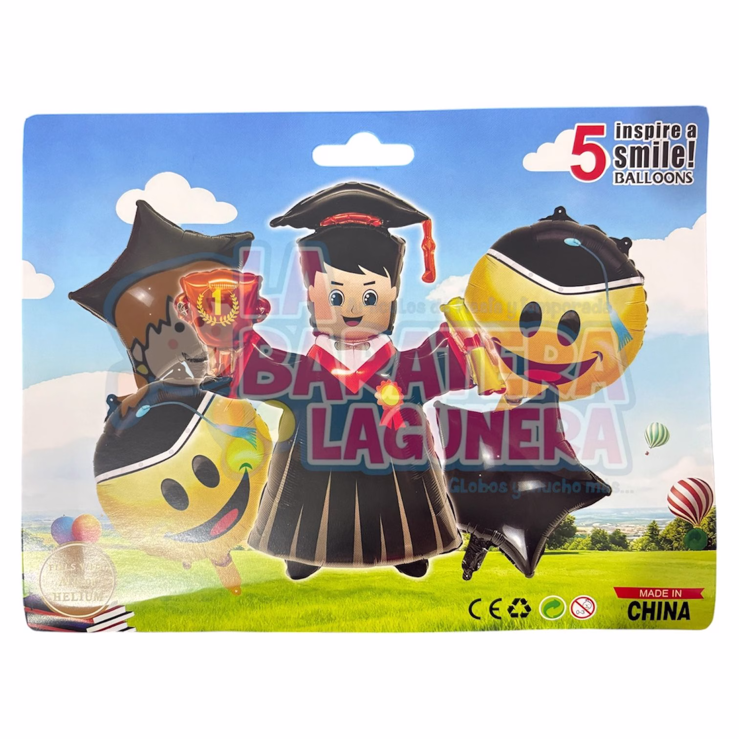 Set de 5 globos niño graduado